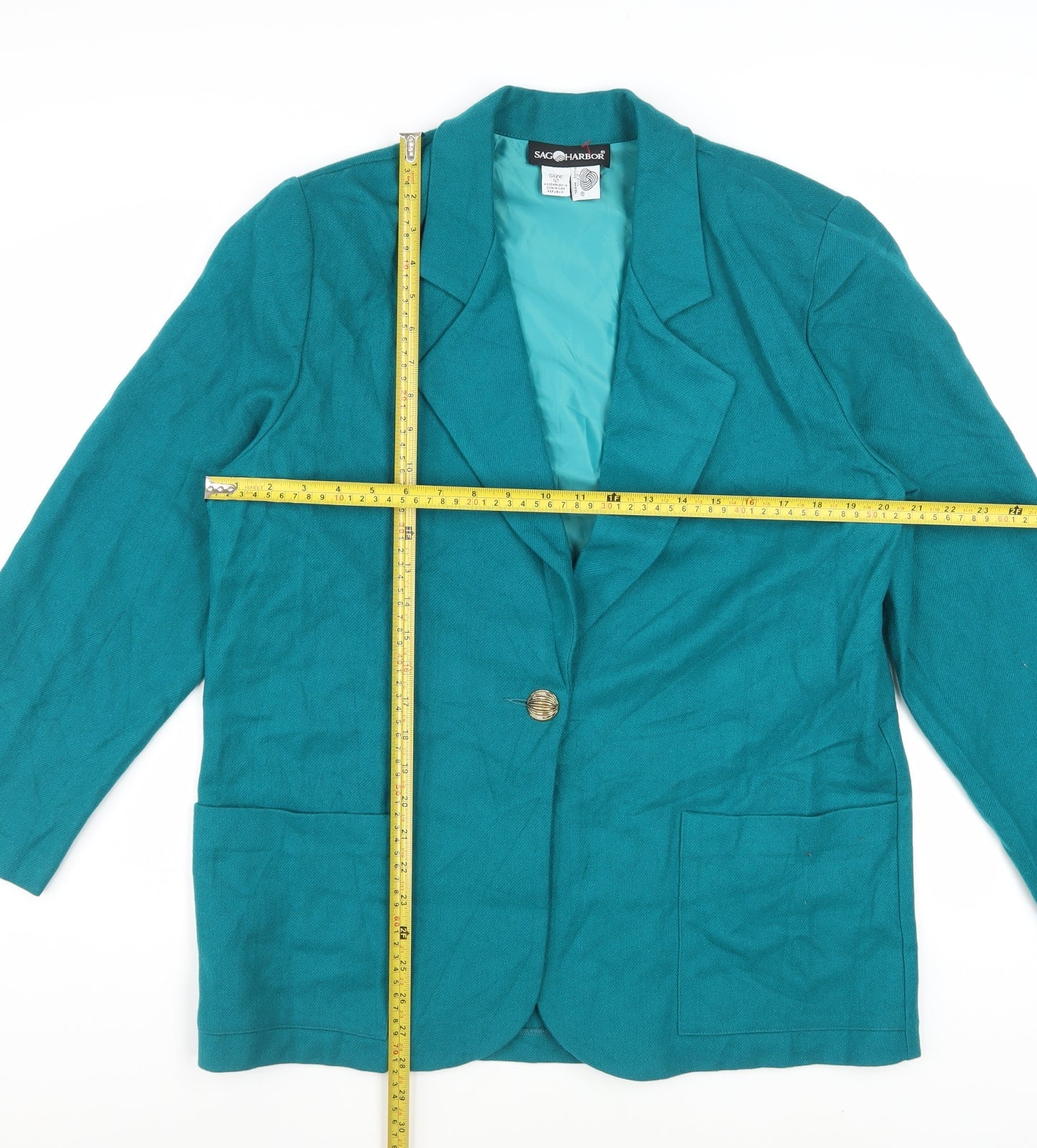 Sag Harbor Women's Green Wool Single Breasted Blazer Size 12
