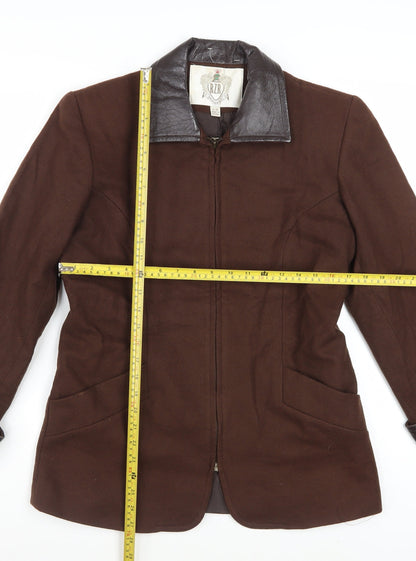 RZR Weatherwise Women Brown 6 Faux Leather Collar Mid-Length Jacket