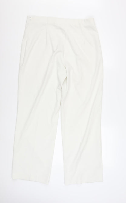 Peruzzi Womens White Straight Leg Trousers Size 14