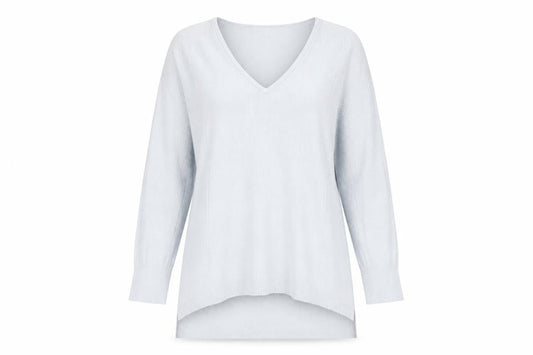 The White Company Women’s Grey V-Neck Long Sleeve Tunic Jumper Size 12