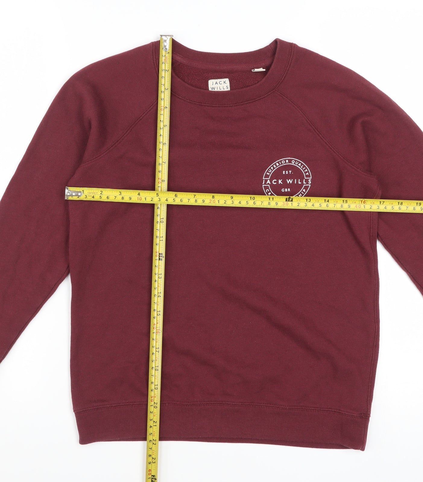 Jack Wills Womens Burgundy Crew Neck Sweatshirt Size UK 8 Cotton Blend