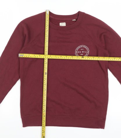 Jack Wills Womens Burgundy Crew Neck Sweatshirt Size UK 8 Cotton Blend