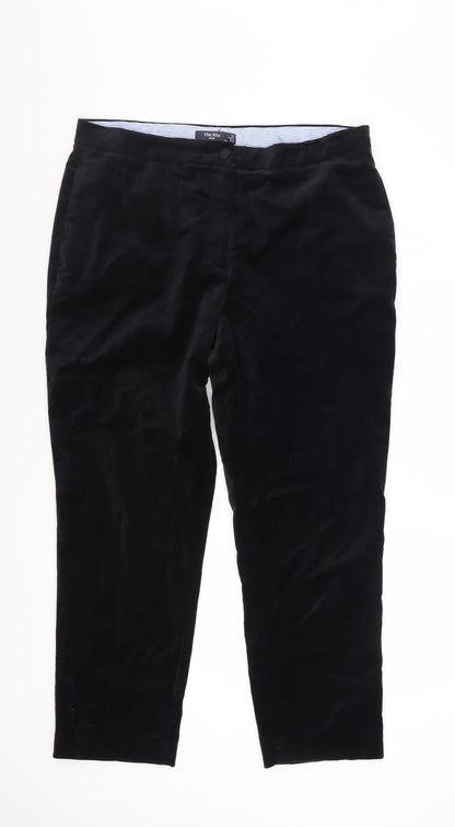 Marks and Spencer Women’s Black Cotton Velvet Stretch Trousers Size 14 Short