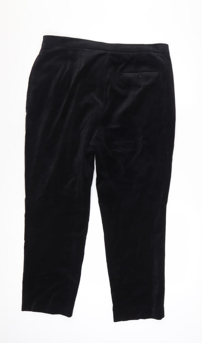 Marks and Spencer Women’s Black Cotton Velvet Stretch Trousers Size 14 Short