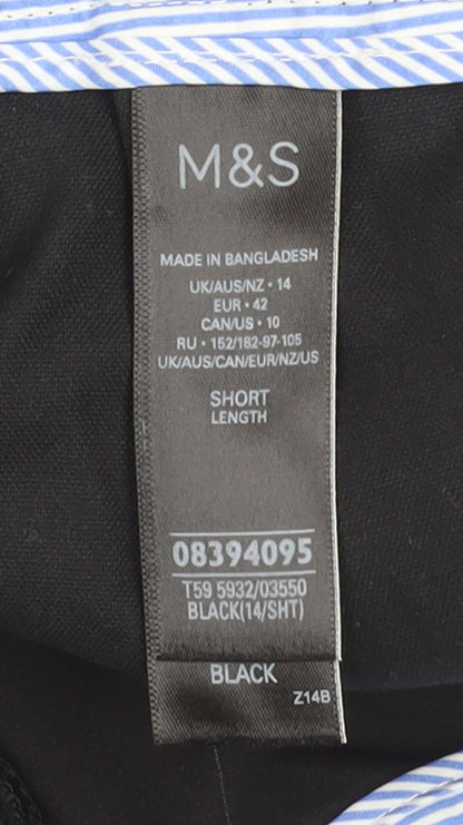 Marks and Spencer Women’s Black Cotton Velvet Stretch Trousers Size 14 Short