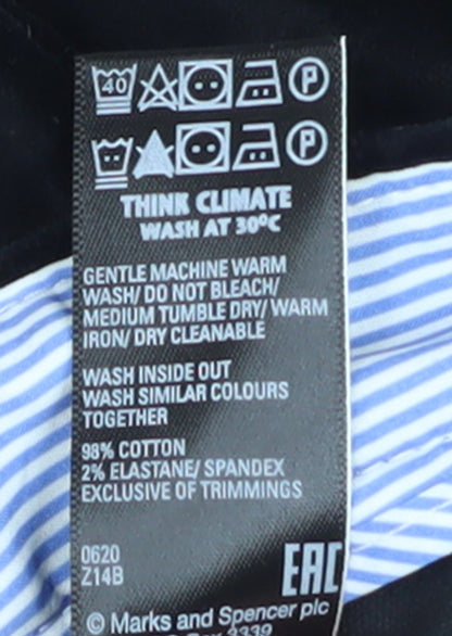 Marks and Spencer Women’s Black Cotton Velvet Stretch Trousers Size 14 Short