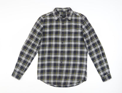 New Look Men Blue Plaid Flannel Long Sleeve Button-Up Shirt S