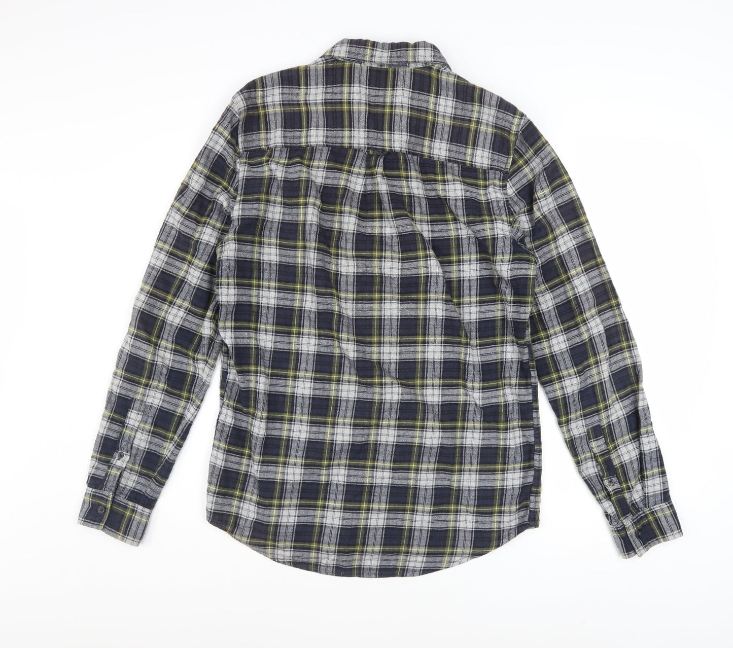 New Look Men Blue Plaid Flannel Long Sleeve Button-Up Shirt S