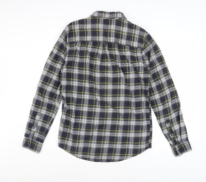 New Look Men Blue Plaid Flannel Long Sleeve Button-Up Shirt S