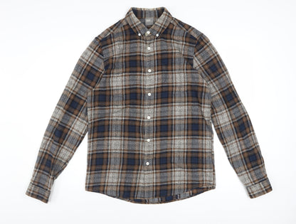 ASOS Men's Brown Check Flannel Long Sleeve Button-Up Shirt Size S