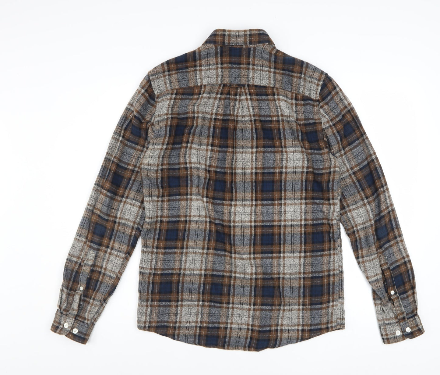 ASOS Men's Brown Check Flannel Long Sleeve Button-Up Shirt Size S