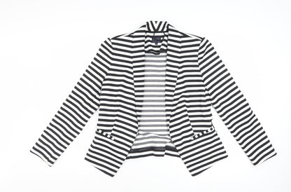 Marks and Spencer Women Black White Striped Blazer UK 14 Classic Fit