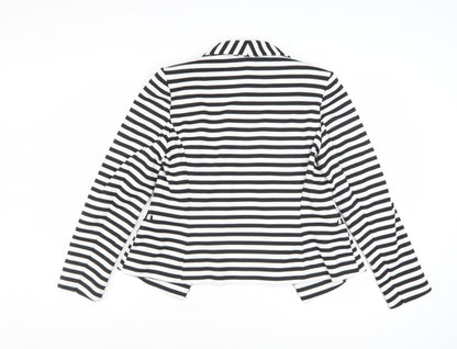 Marks and Spencer Women Black White Striped Blazer UK 14 Classic Fit