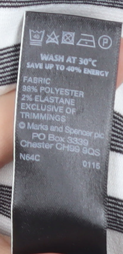 Marks and Spencer Women Black White Striped Blazer UK 14 Classic Fit