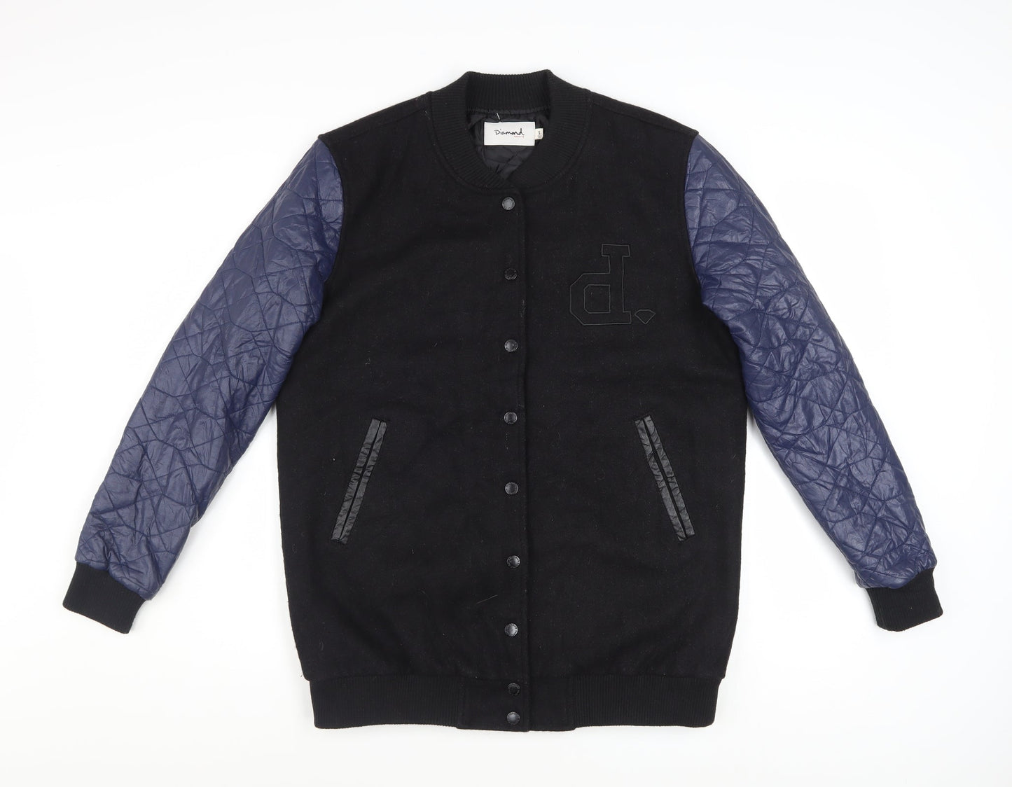 Diamond Supply Co. Men's Black Varsity Jacket Size S Quilted Sleeves