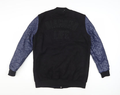 Diamond Supply Co. Men's Black Varsity Jacket Size S Quilted Sleeves
