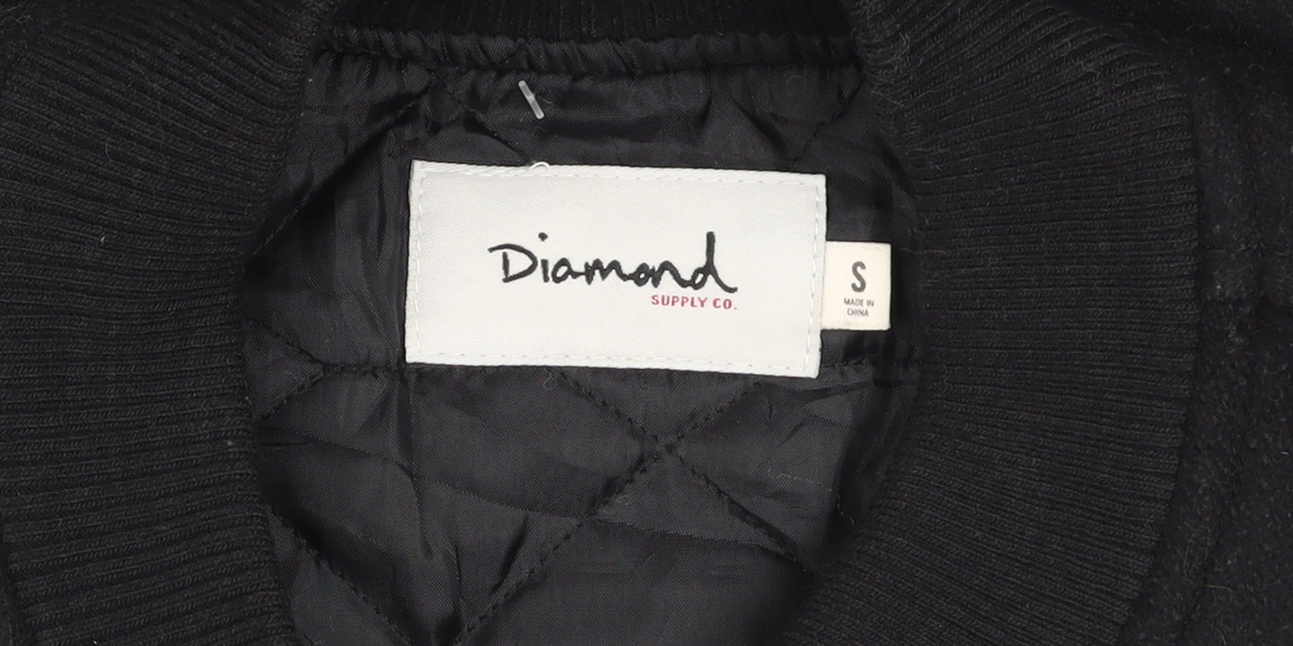 Diamond Supply Co. Men's Black Varsity Jacket Size S Quilted Sleeves
