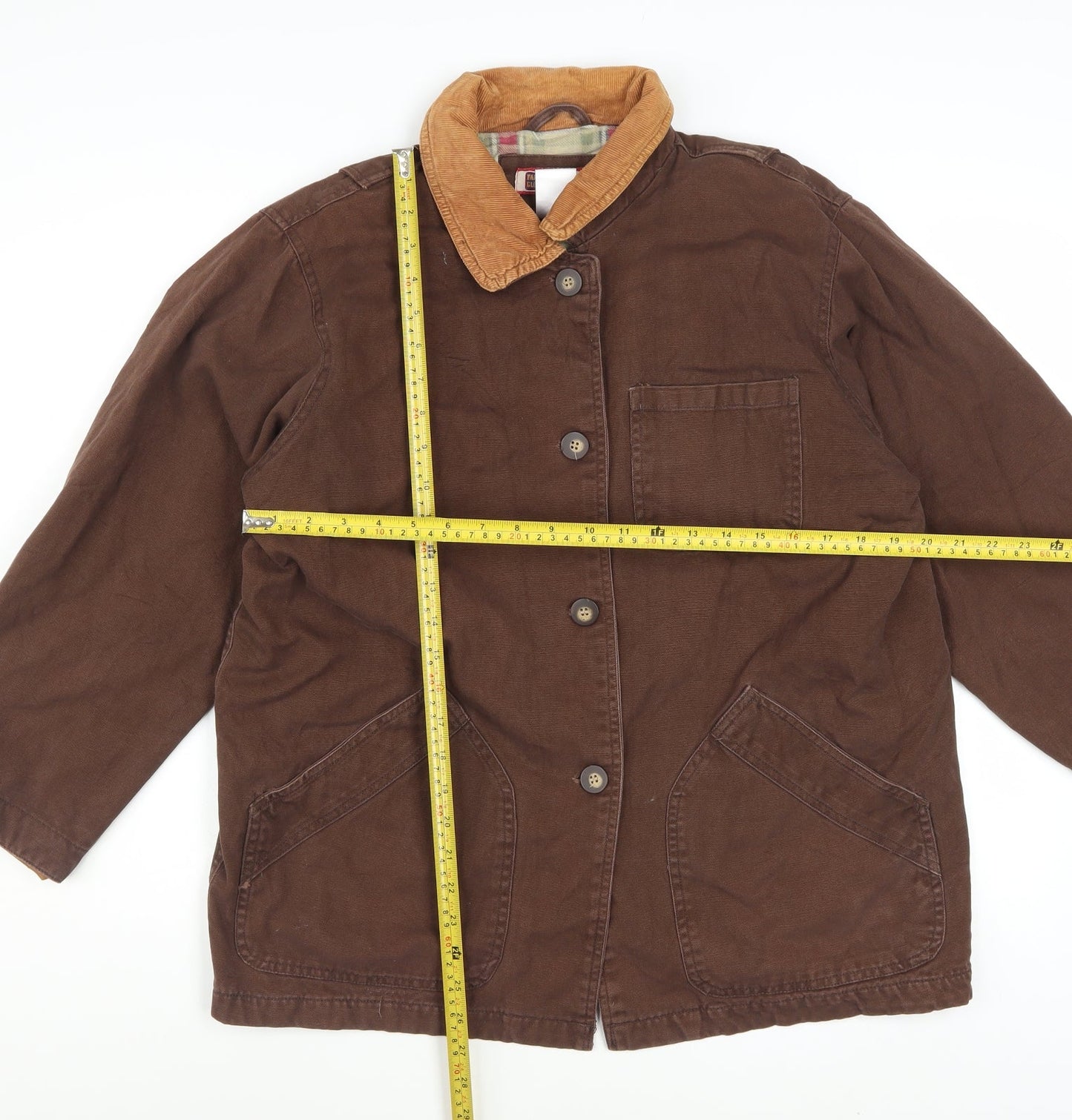 Faded Glory Men Brown Cotton Cord Collar Work Jacket Size M