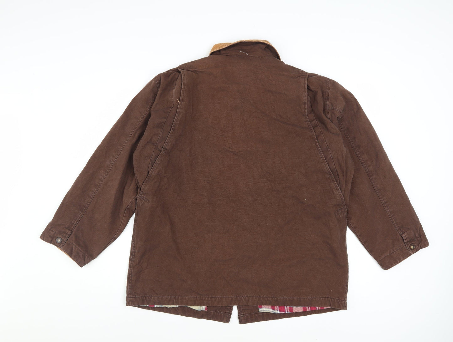 Faded Glory Men Brown Cotton Cord Collar Work Jacket Size M