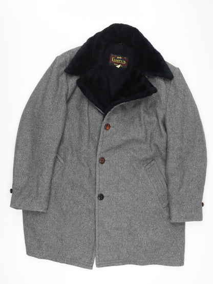 Campus Men's Grey Wool Overcoat 44 Regular Winter Classic Style