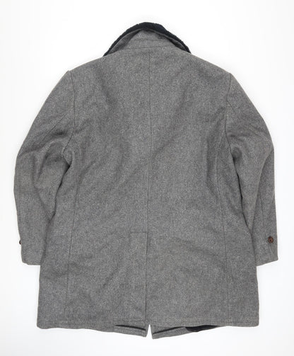 Campus Men's Grey Wool Overcoat 44 Regular Winter Classic Style