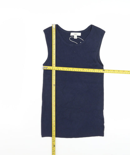 Marks and Spencer Women's Blue Sleeveless Knit Tank Top Size S