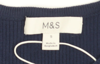 Marks and Spencer Women's Blue Sleeveless Knit Tank Top Size S
