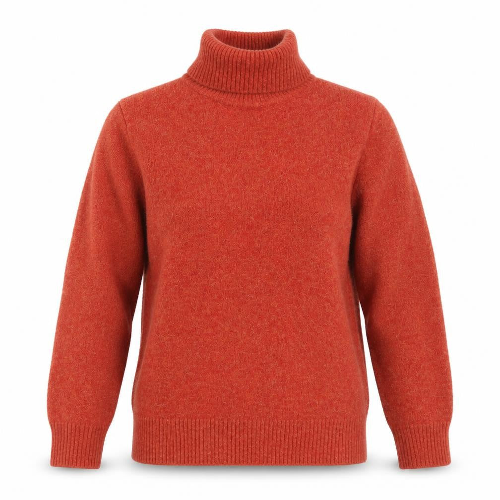 Munrospun Womens Red Lambswool Roll Neck Jumper M