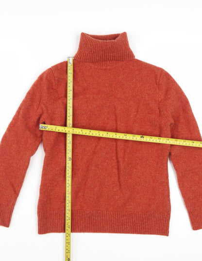 Munrospun Womens Red Lambswool Roll Neck Jumper M