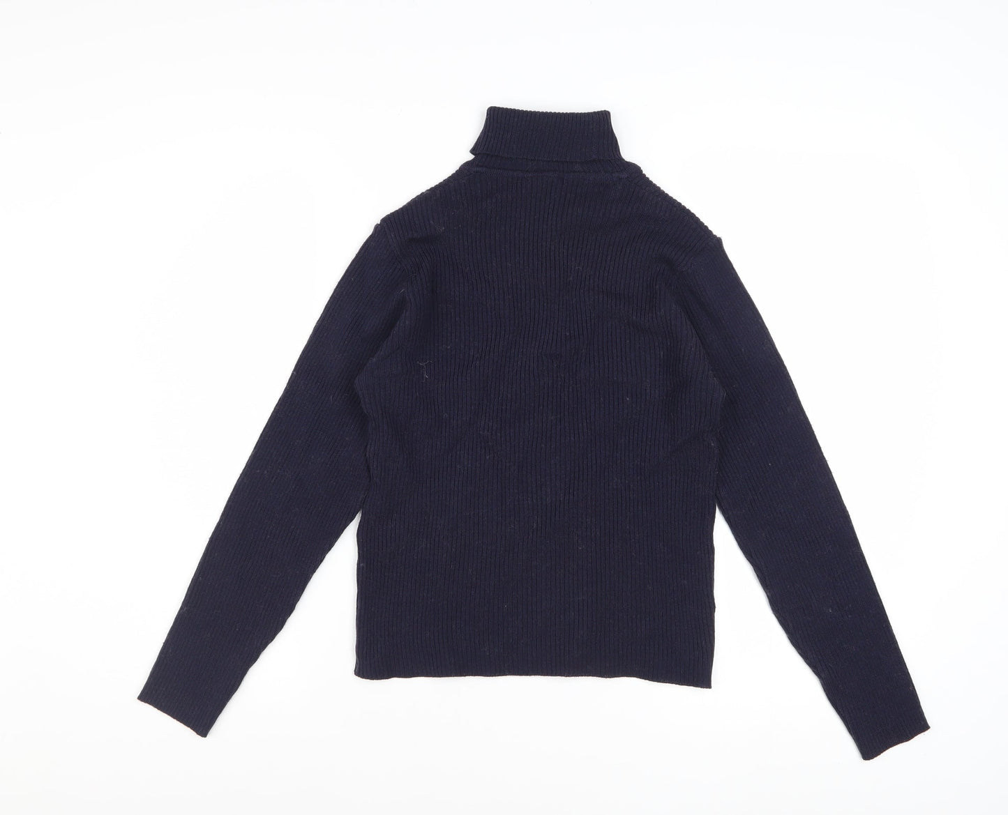 Jaeger Women’s Navy Blue Wool Roll Neck Jumper Size 12