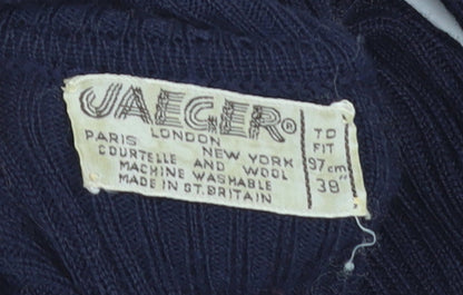 Jaeger Women’s Navy Blue Wool Roll Neck Jumper Size 12