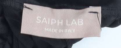 Saiph Lab Womens Black Midi Pleated Skirt Size M Elastic Waist