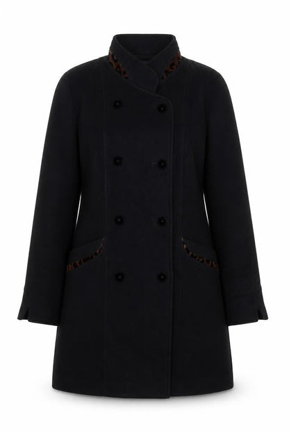 Sanders & Gold Women's Black Wool Cashmere Pea Coat Size 10