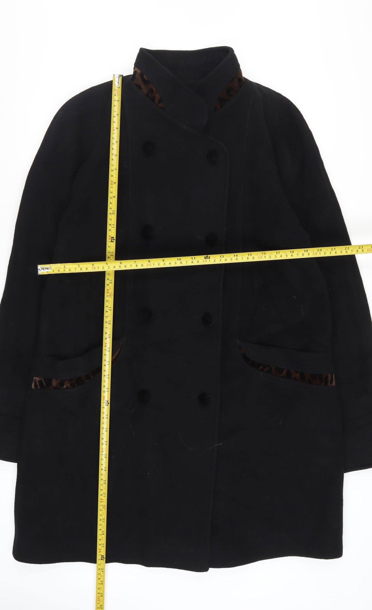 Sanders & Gold Women's Black Wool Cashmere Pea Coat Size 10