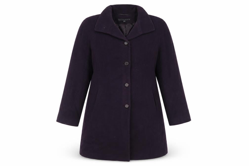 Gallery Women's Purple Wool Blend Mid-Length Overcoat M