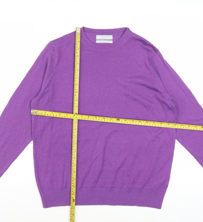 Marks and Spencer Women's Purple Merino Wool Crew Neck Jumper Size 14