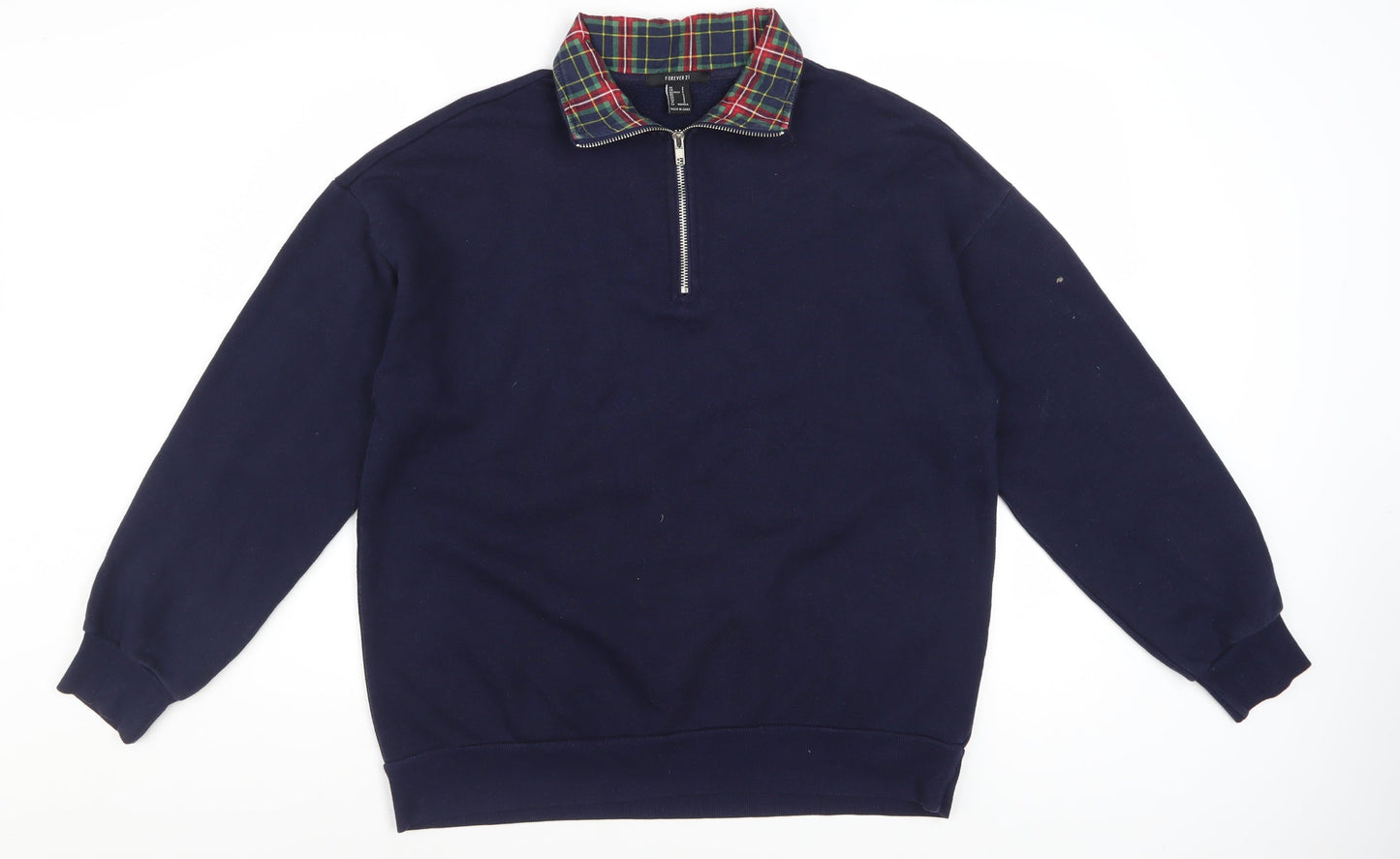 Forever 21 Womens Navy 1/2 Zip Pullover Sweatshirt Size S