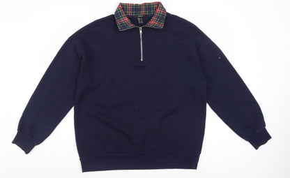 Forever 21 Womens Navy 1/2 Zip Pullover Sweatshirt Size S