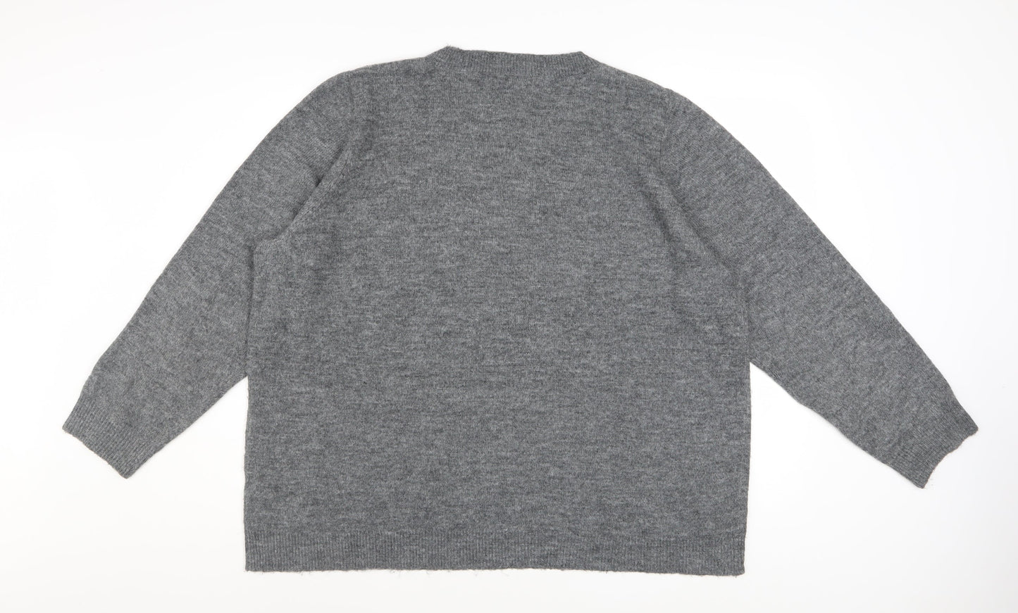 Oasis Women's Grey Beaded Crew Neck Knit Jumper 3XL