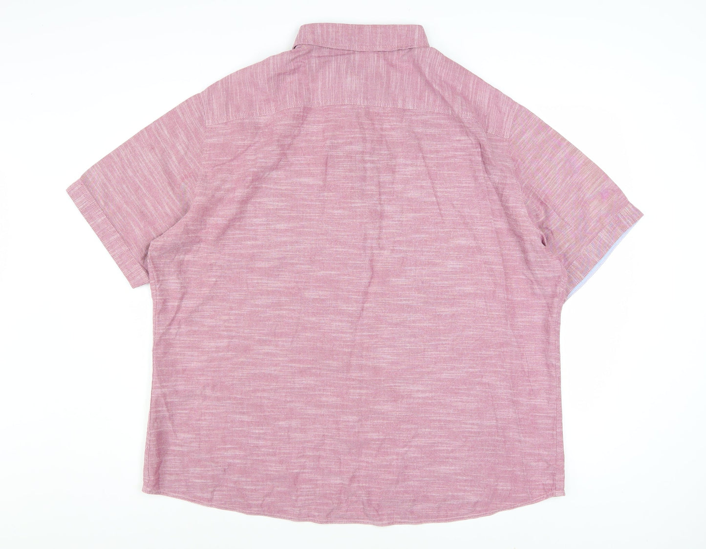 Marks and Spencer Men's Pink 2XL Tailored Fit Short Sleeve Cotton Shirt