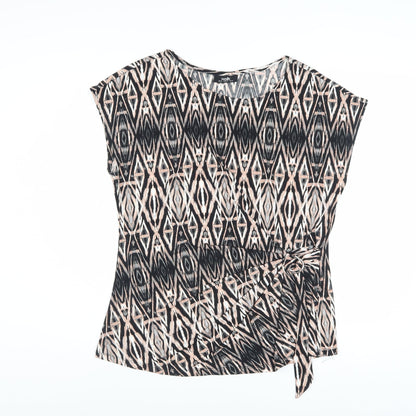 Wallis Women's Multicoloured Geometric Wrap Blouse Size 16