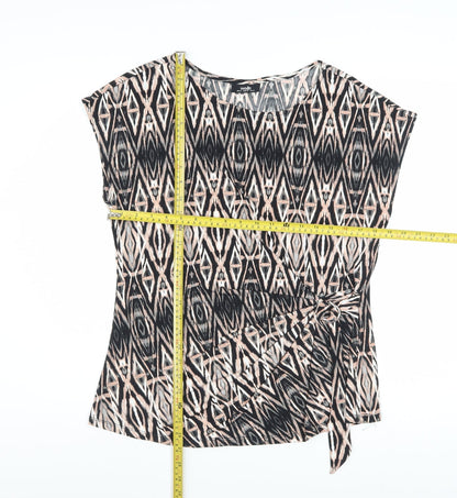 Wallis Women's Multicoloured Geometric Wrap Blouse Size 16