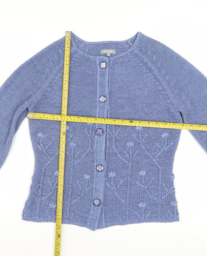 Marks and Spencer Per Una Women's Blue Floral Knit Cardigan M