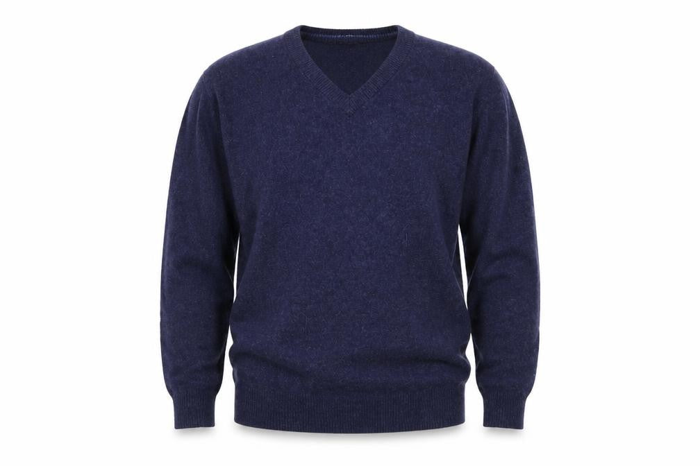 James Pringle Men's Blue Wool V-Neck Jumper Size L Classic Knit