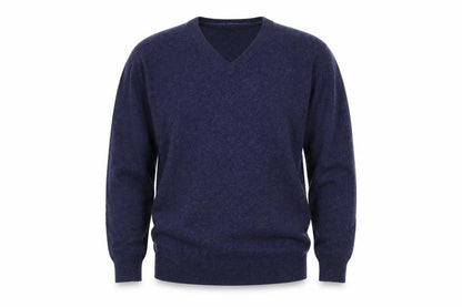 James Pringle Men's Blue Wool V-Neck Jumper Size L Classic Knit