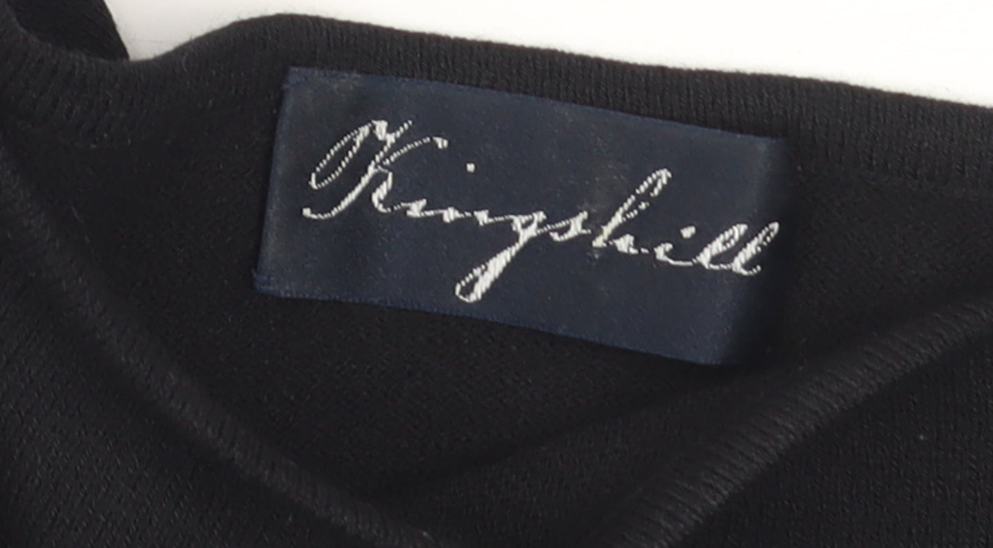 Kingshill Women Black 3/4 Sleeve Merino Wool Basic Blouse L