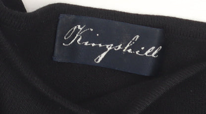 Kingshill Women Black 3/4 Sleeve Merino Wool Basic Blouse L