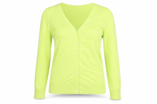 Roman Women Green V-Neck Button Cardigan Size 10
