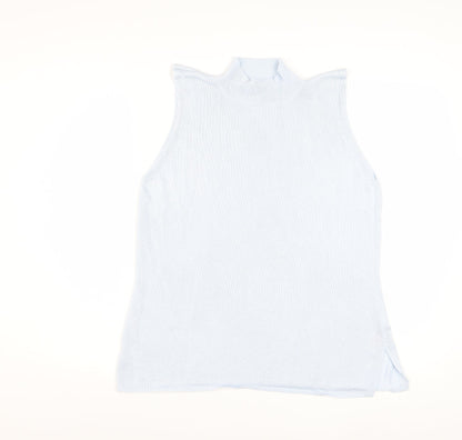 Marks and Spencer Women's Blue Sleeveless Mock Neck Viscose Tank Top Size 18