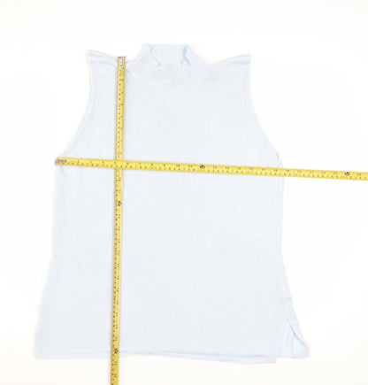 Marks and Spencer Women's Blue Sleeveless Mock Neck Viscose Tank Top Size 18